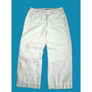 INC White Linen Pants Cropped Lined Soft Wide Leg Coastal Resort Size 8P